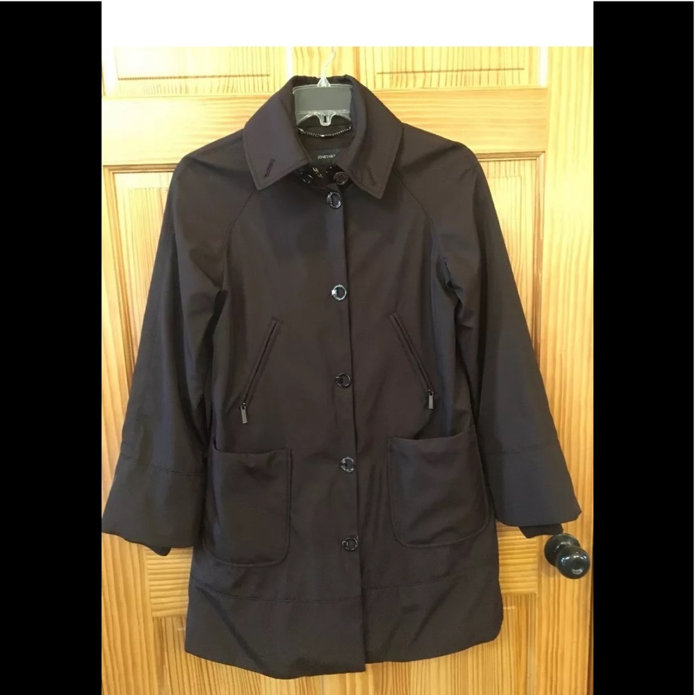 jones New York Brown Microfiber Rain Jacket coat